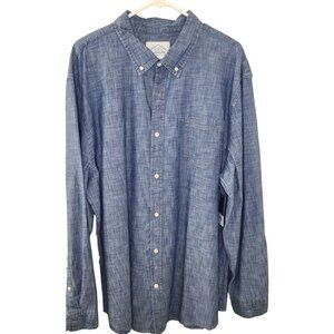 NWT Mens St. Johns Bay Light Wash Denim‎ Button Up Long Sleeve Shirt Size XXL